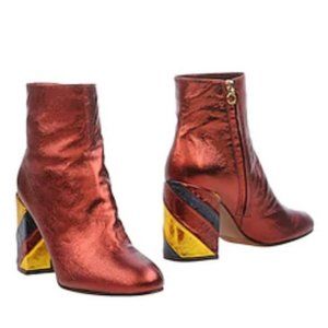 NIB $320 metallic foil leather boots ITALY 38.5 8